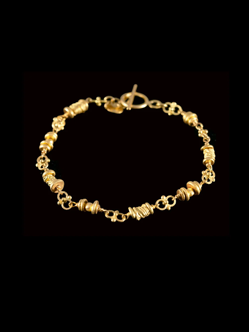 Bead & Motif Gold Bracelet