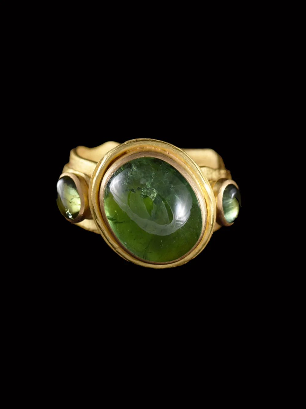 Three Green Tourmaline Ring