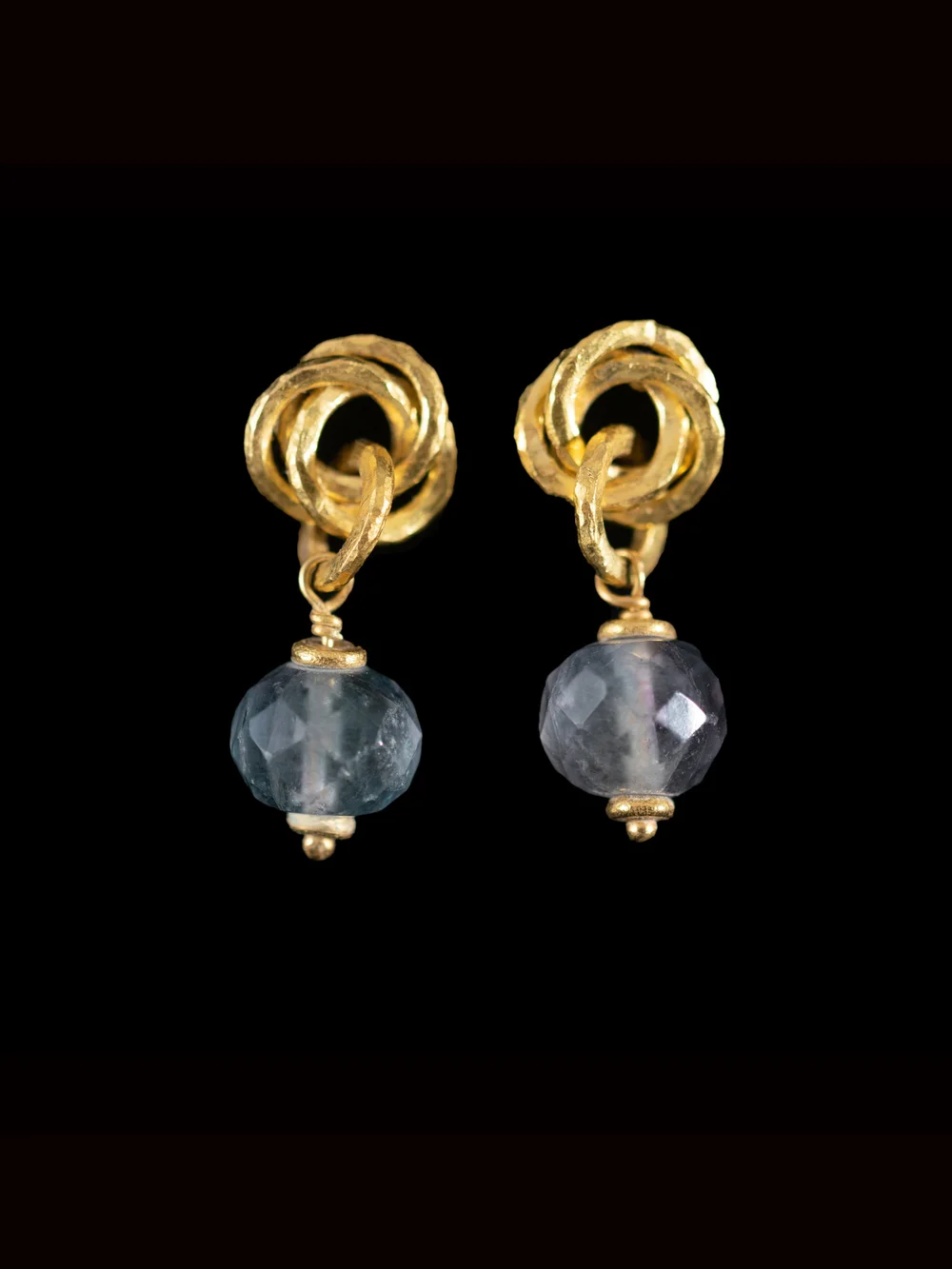 Triple Ring & Fluorite Bead Earrings