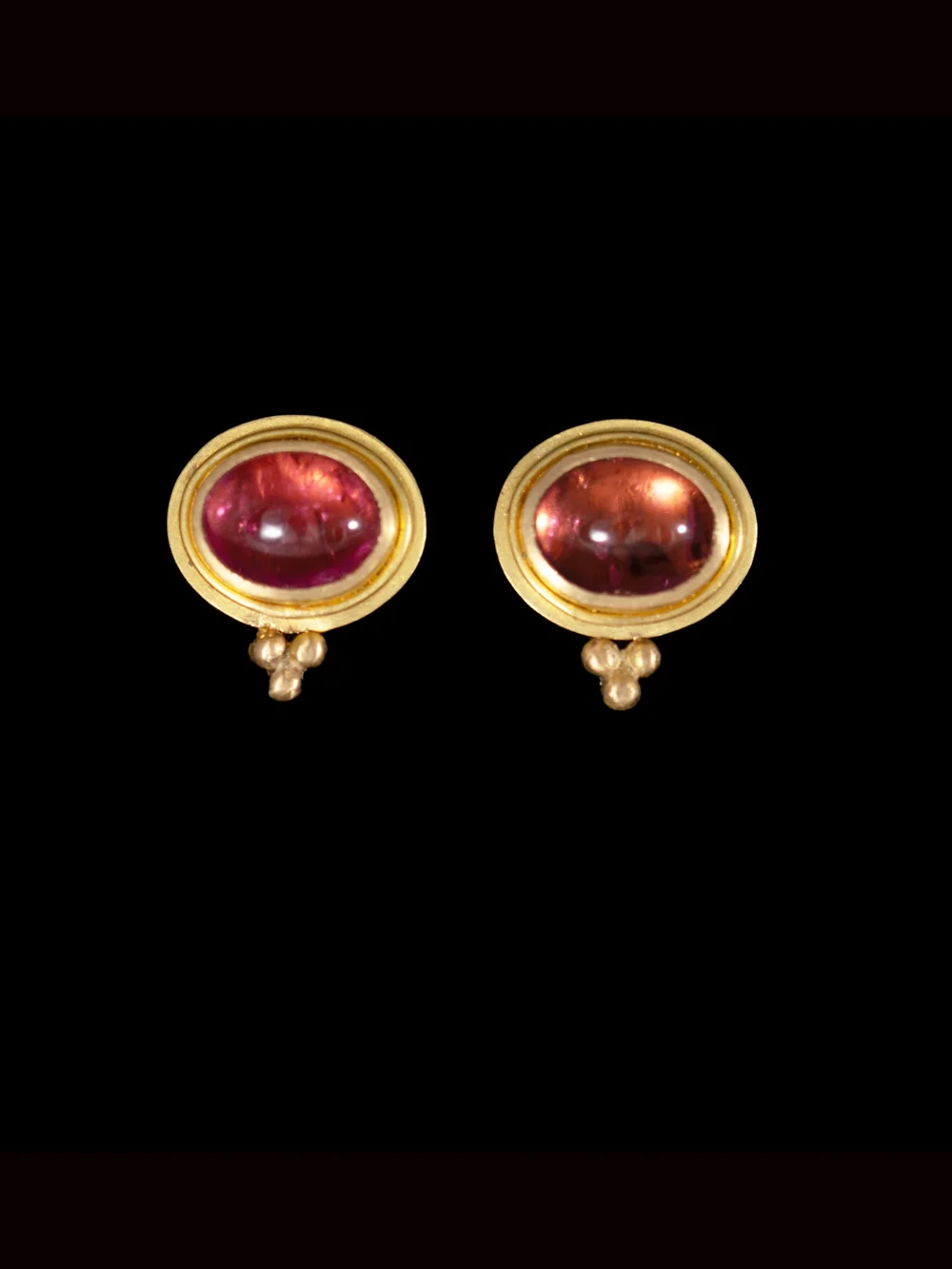 Orange/Pink Tourmaline Stud Earrings