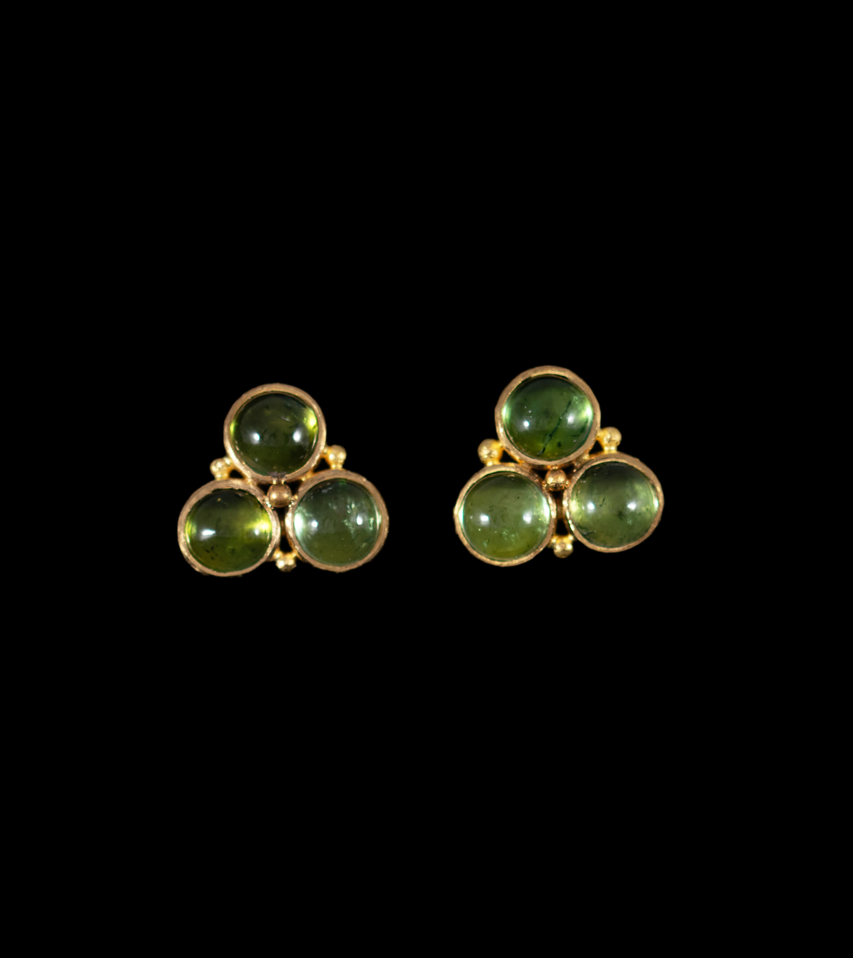 Green Tourmaline Trefoild Studs