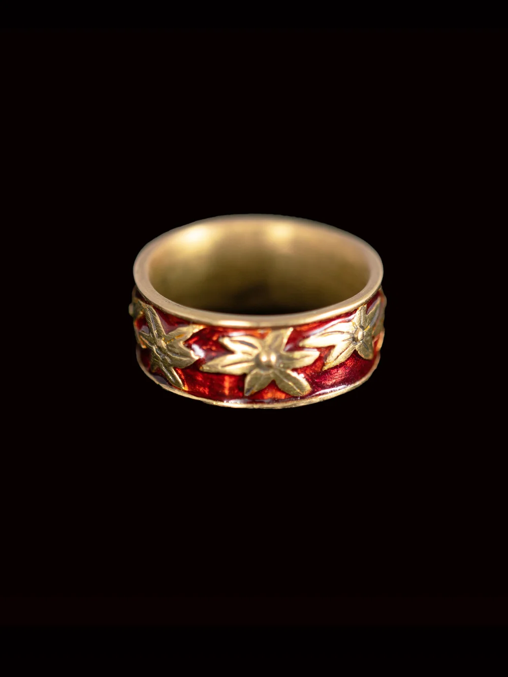 Red Enamel Daisy Ring