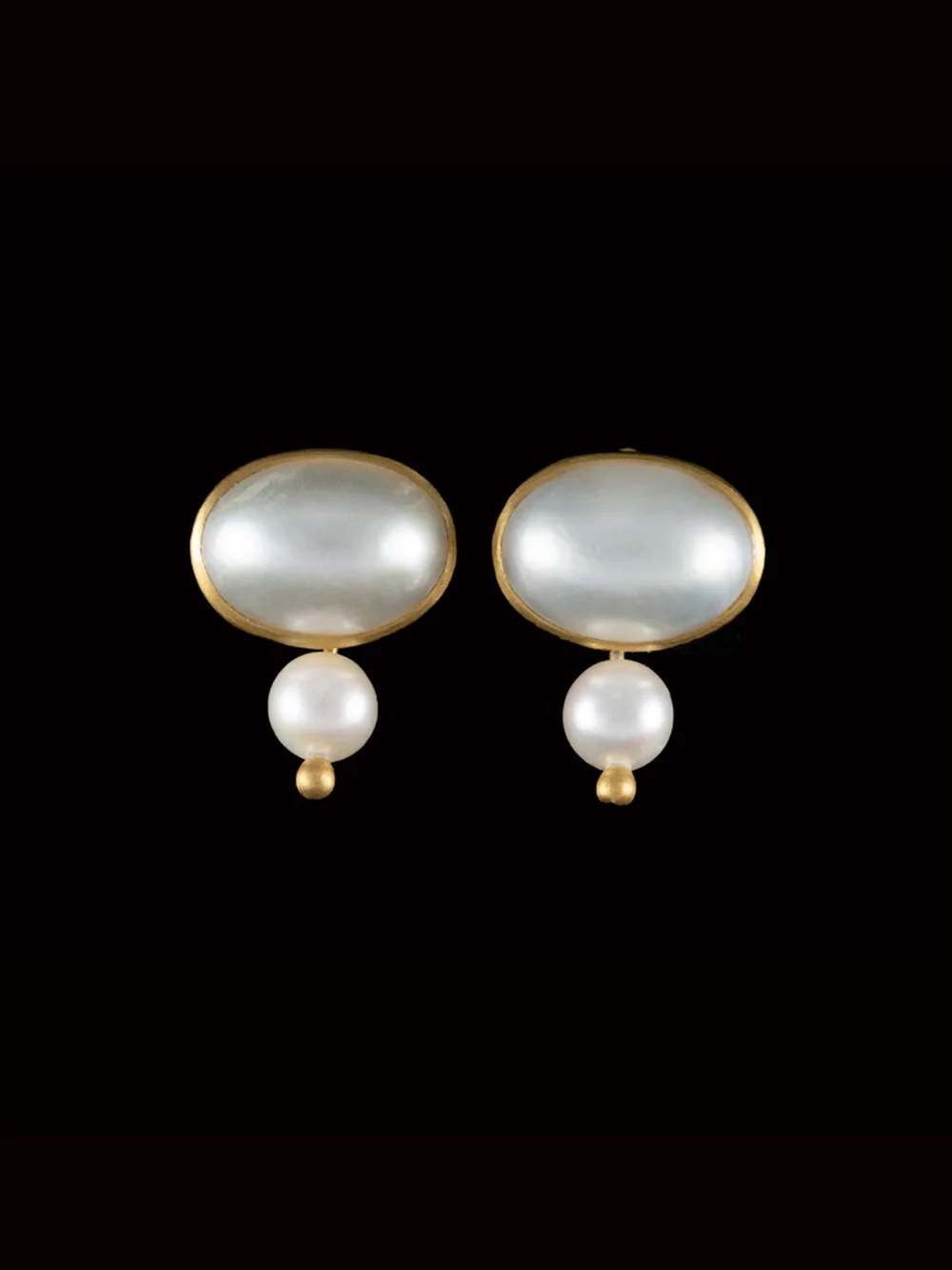 Oval & Round White Pearl Earrings