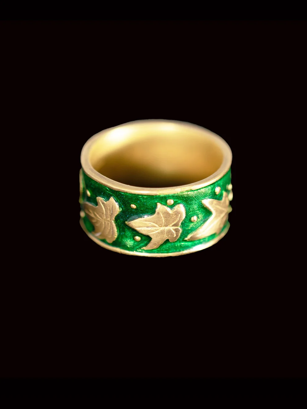 Green Enamel Ivy Ring