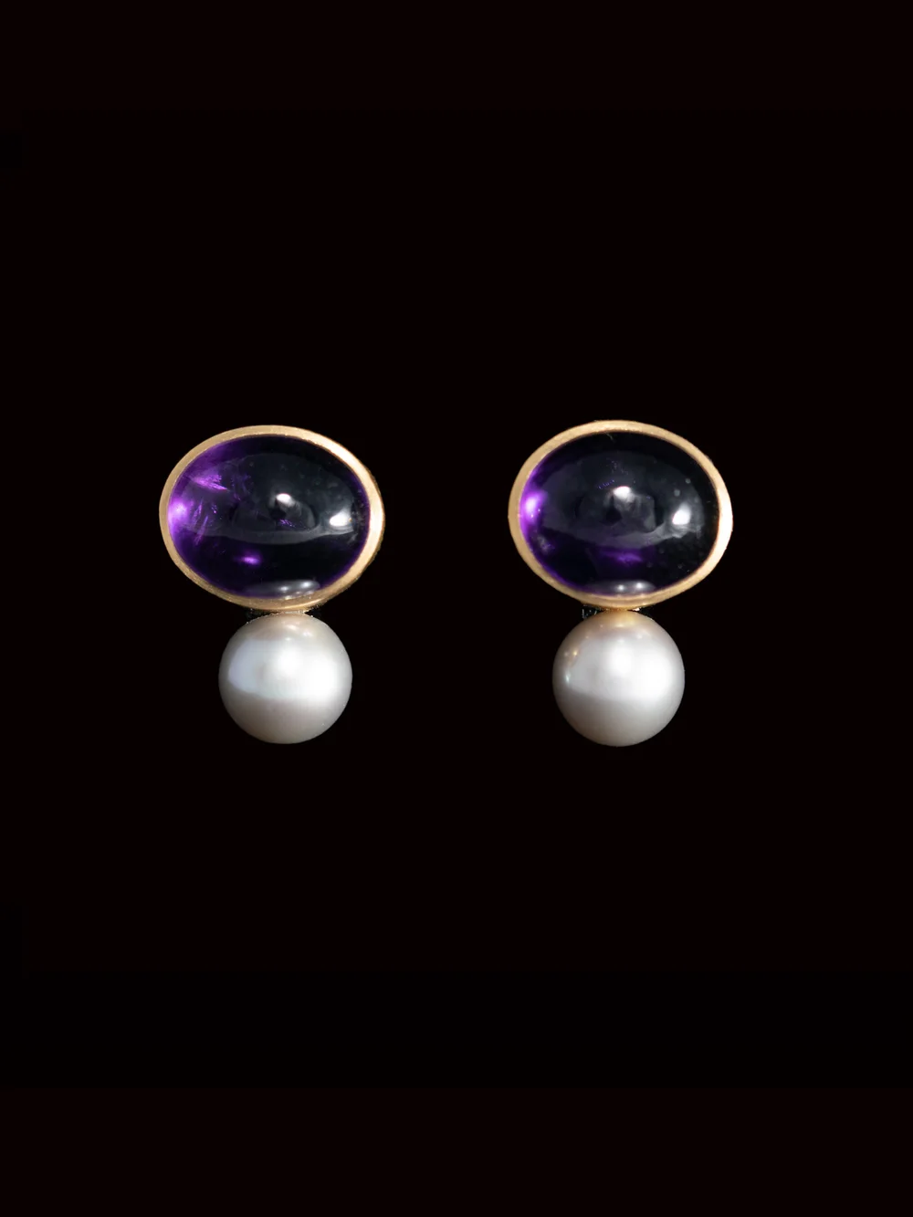 Amethyst & Grey Pearl Earrings