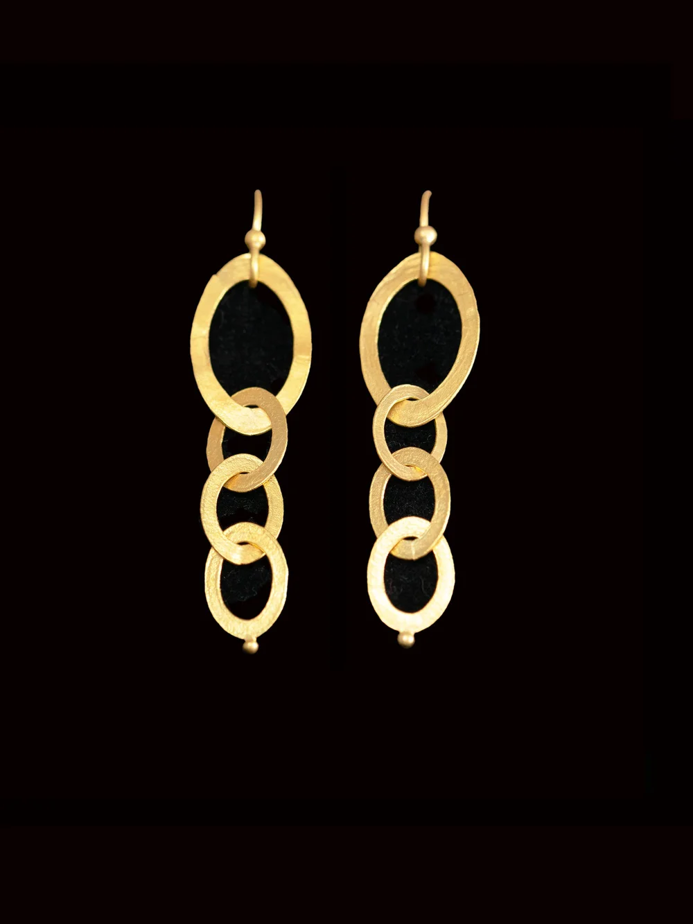 Flat Link Long Gold Earrings