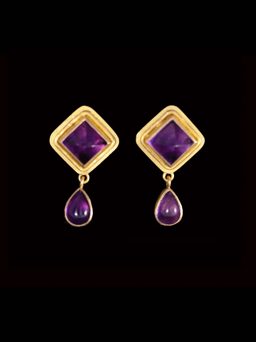 Amethyst Sugarloaf & Teardrop Earrings