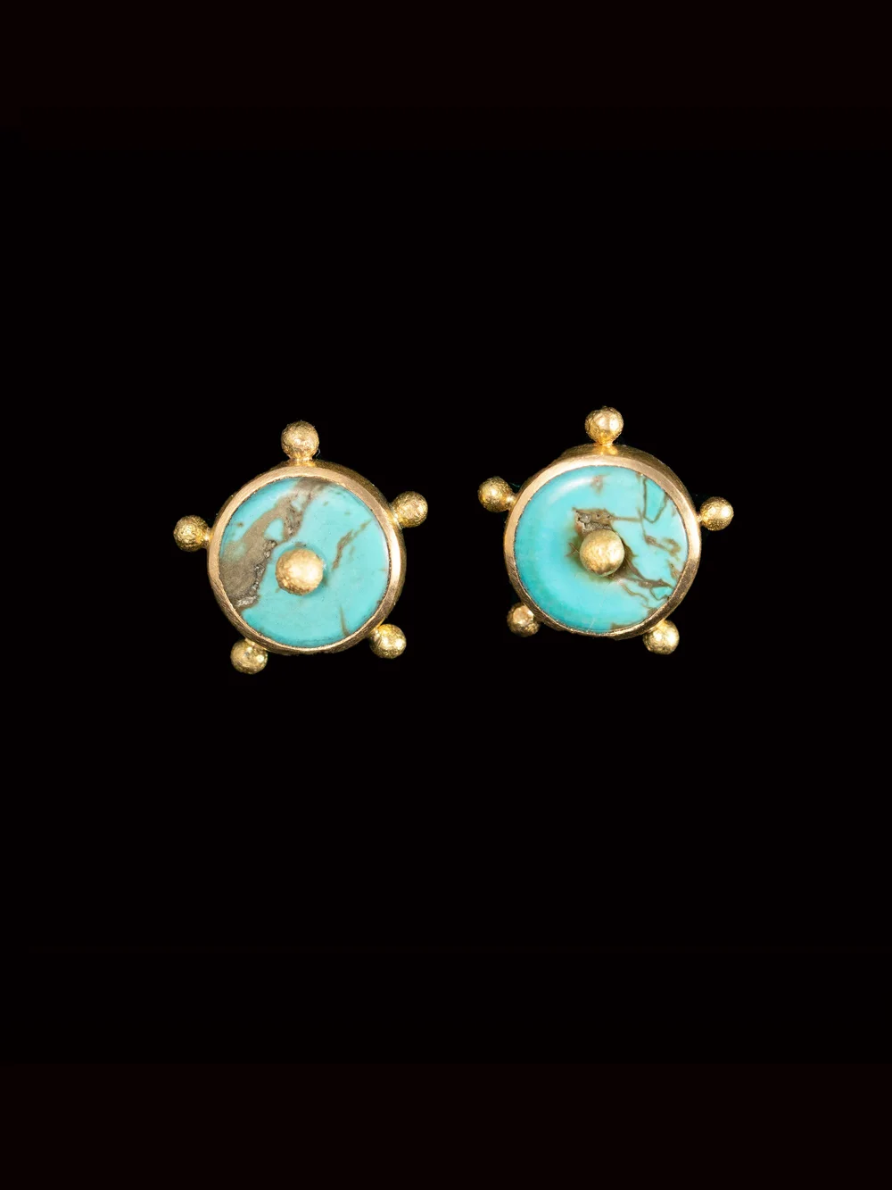 Turquoise Button Stud Earrings