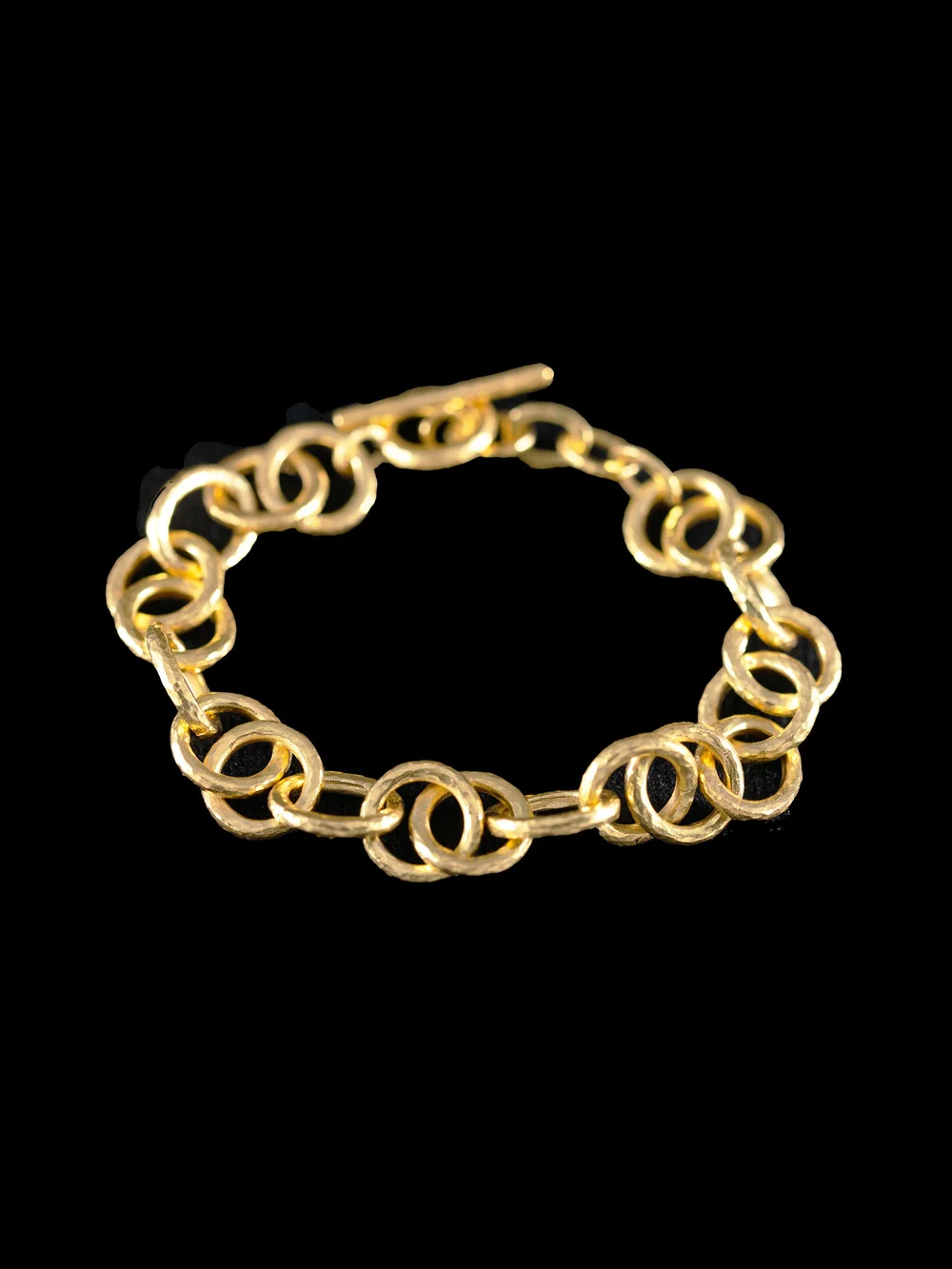 Heavy 22ct Gold Beaten Link Bracelet
