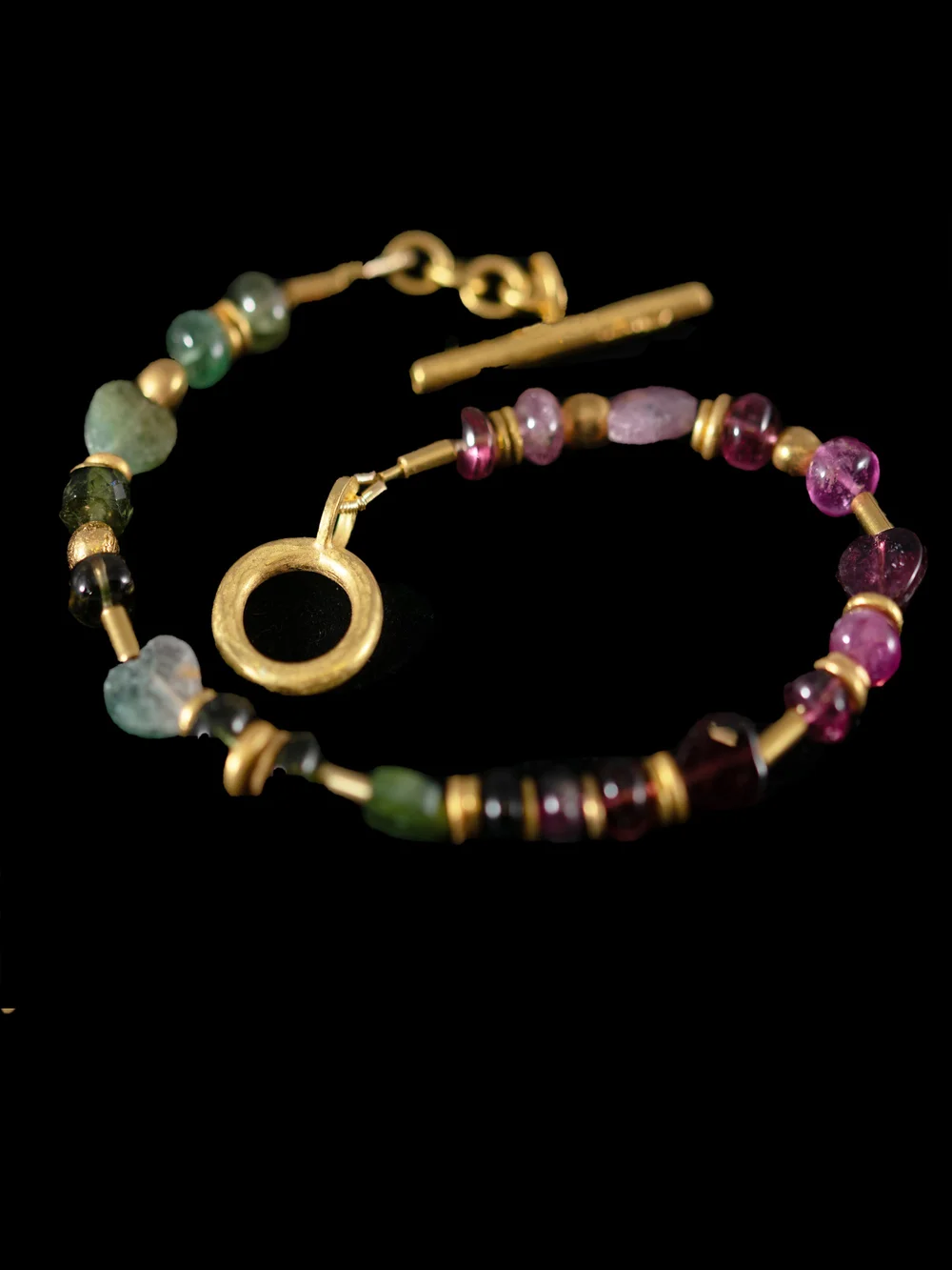 22ct Gold & Pink & Green Tourmaline Bracelet